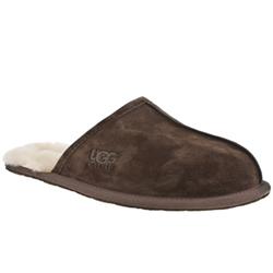 Ugg Male Scuff House Shoe Suede Upper Laceup Shoes in Dark Brown