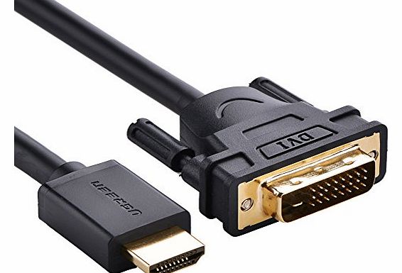 UGREEN High Speed HDMI Male to DVI 24 1 DVI-D Male Adapter Video Cable Gold Plated Support 1080P for HDTV, Plasma, DVD and Projector (3ft/1m)
