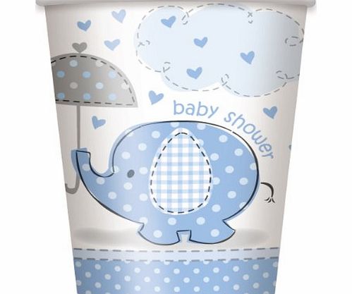Uk Baby Shower Co Baby Shower Umbrellaphants Blue Paper Cups - Pack of 8