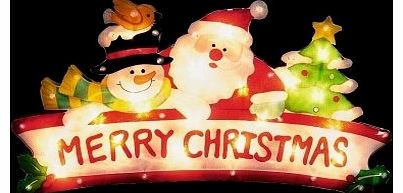 Santa Snowman and Christmas Tree Window Silhouette Christmas Decoration