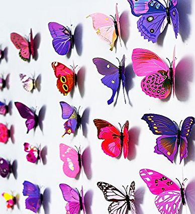 12 Pcs 3D Butterfly Purple Stickers Making Stickers Wall Stickers Crafts Butterflies
