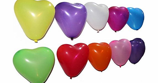 UK DEALS Pack of 100pcs 10`` Mixed Latex Party Heart Balloons Pearl Helium Wedding Birthday Celebration Party Balloons