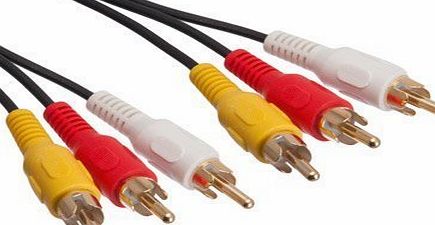 UK-DIGITAL 1MT Triple 3 x RCA Phono Plugs Composite Audio Video Cable Male To Male Lead TV AV Stereo component Yellow Red White RCA TO RCA 1 Metre wire connector supply Triple Phono to Phono CVBS AR AL ...