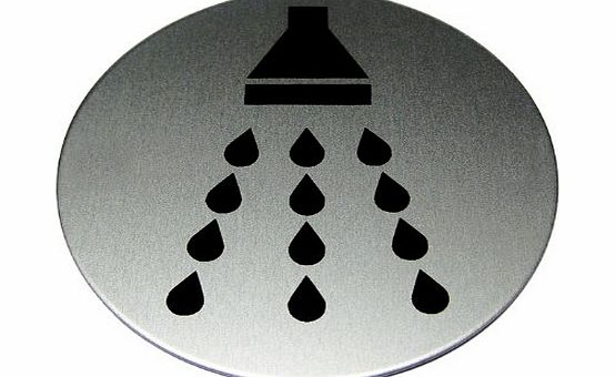 UK Door Signs 76mm Ali diam Shower door sign C-W self adhesive back