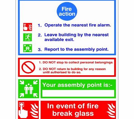 UK Fire Exit Signs Fire Action Sign Alarm,Exit,assembly(act-04) Sign 150x200 Self Adhesive