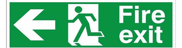 Fire Exit Left Sign - 300x100mm 1mm Rigid Plastic With Adhesive Back (Buy x10 Save 30%)