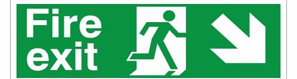UK Fire Exit Signs Fire Exit Sign, Arrow Down/Right 400x150mm Self Adhesive (Buy x10 Save 30)