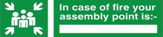 UK Fire Exit Signs In Case of fire your assembly Point Is - 300x100 Rigid Plastic