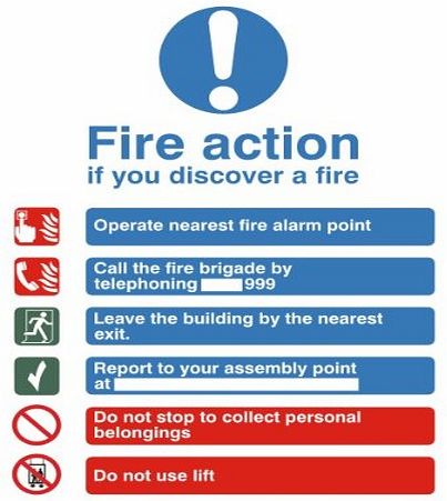 UK Fire Signs Fire Action If you discover a fire.. (ACT-15W)Sign 150x200 Self Adhesive