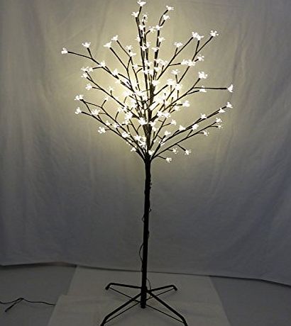UK-Gardens 5ft Light Up Large Warm White White Snowflake Style Artificial Christmas Tree - Indoor Outdoor - 1.5m Cherry Blossom Flower Tree Christmas Decoration 150 LED Lights