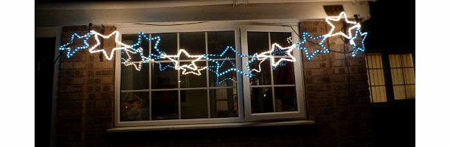 UK-Gardens Christmas Decorations - Rope Light 3M 9 Stars Chasing Blue And White - Indoor or Outdoor Hanging Ropelight Home Decoration