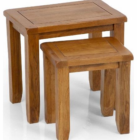 UK-Gardens Rustic Solid Oak Nest of 2 Tables 52x36cm and 37x30cm Wood Indoor Furniture