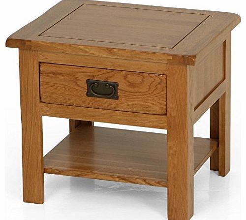 UK-Gardens Rustic Solid Oak Sofa Side Table Drawer And Shelf 51x56 Wooden Indoor Furniture
