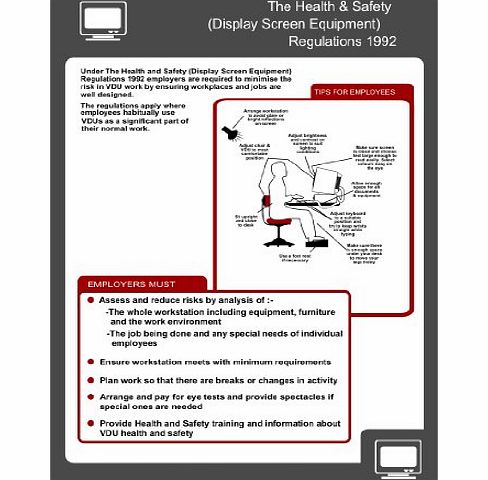 UK Safety Posters Health and Safety Display Screen Equipment Regulations Poster 420x595mm