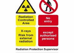 UK Safety Signs Radiation controlled area x rays no entry except to authorised persons 1mm pvc sign.