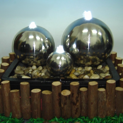 UK Water Features Roman Triple Spheres Water Feature (With LED Lights)