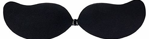 1PC Sexy Silicone Self Adhesive Push Up Strapless Invisible Bra Backless (B, Black)