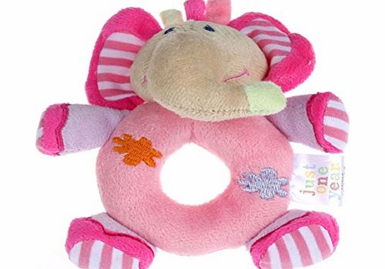 Ukamshop TM)Baby Girls Boy Infant Hand Rattle Animal Soft Plush Doll Educational Toys (Pink Elephant)