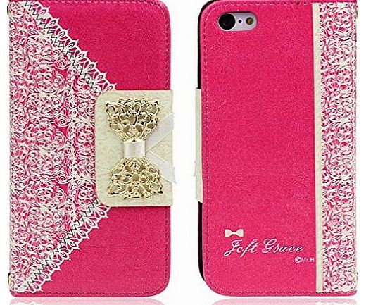 Ukamshop TM)Hot Pink Cute Flip Wallet Leather Case Cover for Samsung iPhone (iPhone 5C)