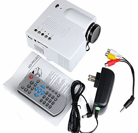 Ukamshop TM)New Portable Multimedia LED Projector Home Cinema Theater Support AV VGA USB SD HDMI (White)