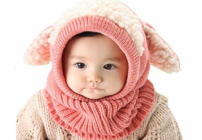 Ukamshop TM)Winter Baby Kids Girls Boys Warm Woolen Coif Hood Scarf Caps Hats (Pink)