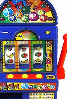 Ukayed Fruit Machine Slot Bandit Vegas Casino Style Games Novelty Electric LED Slot Machine Fruit One Arm Bandit Money Bank Jackpot triggers authentic Casino lights and sound effects