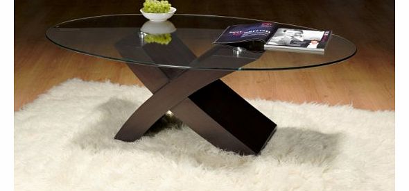UKCOFFEETABLES Milano X Coffee Tables - Oval Glass (Dark Brown)