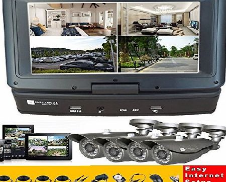 UKEW COMPLETE CCTV KIT 4 X 900TVL CAMERA COMBO WITH DVR/LCD SCREEN - 500GB HARD DRIVE