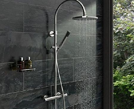 UKtapstores ROUND BRASS CHROME DUAL CONTROL THERMOSTATIC SHOWER MIXER TAP SET SK002