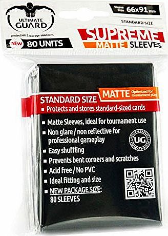 Ultimate Guard Supreme Sleeves Standard Size Matte (Pack of 80, Black)