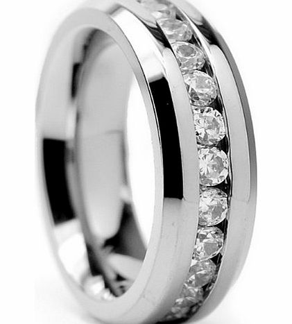 Ultimate Metals Co. 6MM Ladies Eternity Titanium Ring Wedding Band With CZ Size P