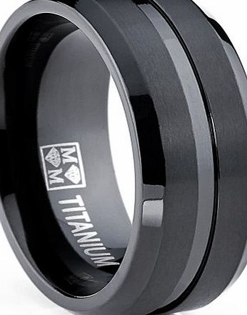 Ultimate Metals Co. Mens Black Titanium Ring, Wedding Engagement Band, 8MM Comfort Fit Size O
