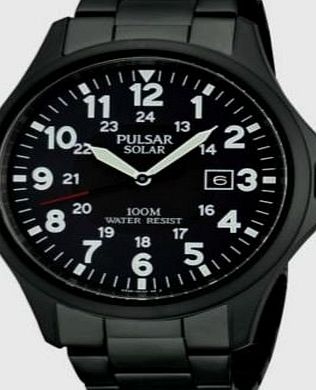 ultimatesalestore Attractive Pulsar Mens Solar Powered ION Plated Analogue Display Watch