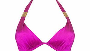 Ultimo Magenta and gold-tone bikini top