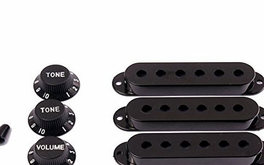 ULTNICE Strat Guitar Pickup Covers Knobs Switch Tip Set for Fender Stratocaster Replacement Accessory Kit Black