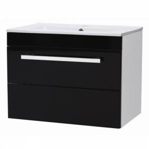 Ultra Black 600mm Wall Mounted Basin and Cabinet