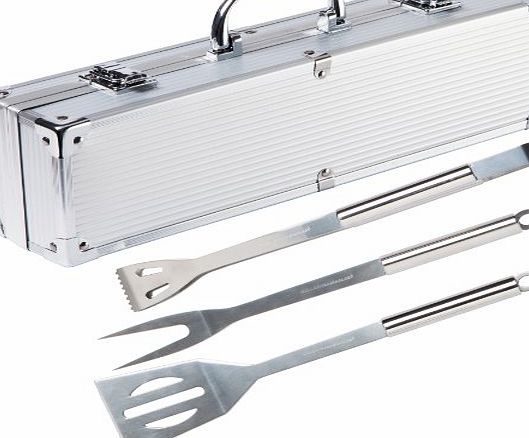 Ultranatura Premium Stainless Steel Grill Tool Set - 3-Piece Set in Aluminium Case