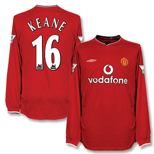 00-02 Man Utd Home L/S Shirt + Keane 16