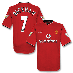 00-02 Man Utd Home Shirt + Beckham 7 + 01-02 Premier League Champions Patches
