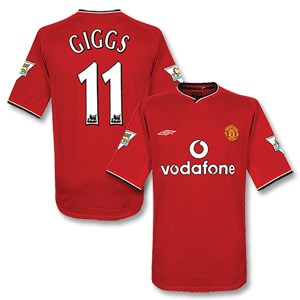 00-02 Man Utd Home Shirt + Giggs 11 + 01-02 Premier League Champions Patches