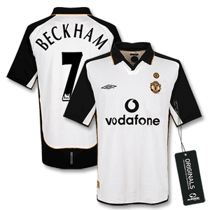 01-02 Man Utd Centenary Shirt - White - Players + Beckham No.7