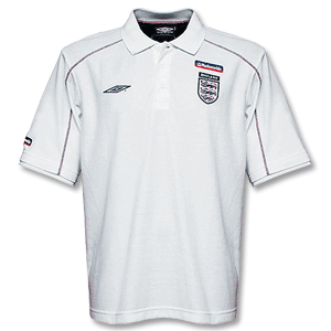 Umbro 02-03 England Polo shirt - White Sponsored