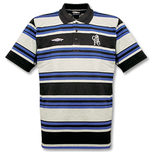 Umbro 03-04 Chelsea Stripe Polo shirt - navy/grey