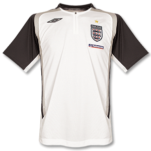Umbro 07-08 England Bench Poly Polo - White/Dark Grey/Light Grey
