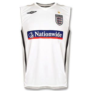 Umbro 07-08 England Sleeveless Training Jersey - White/Dark Grey/Light Grey