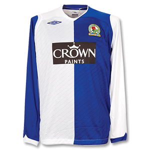 08-09 Blackburn Rovers Home L/S Shirt - Blue/White
