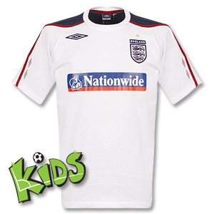 Umbro 08-09 England Bench Cotton Tee - White/Navy - Boys