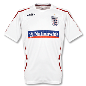08-09 England Training Jersey - White/Red - Boys