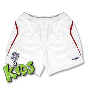 08-09 England Training Shorts Boys White/Red