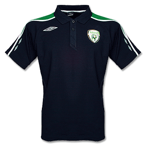 Umbro 08-09 Ireland Bench Polo Shirt - Navy/Green/White